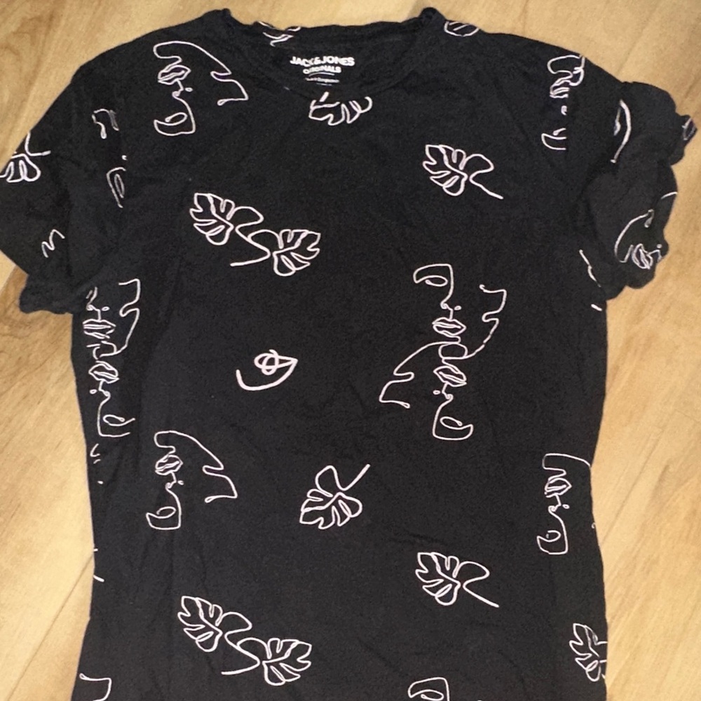 Jack & Jones Black Tee with White Abstract Design